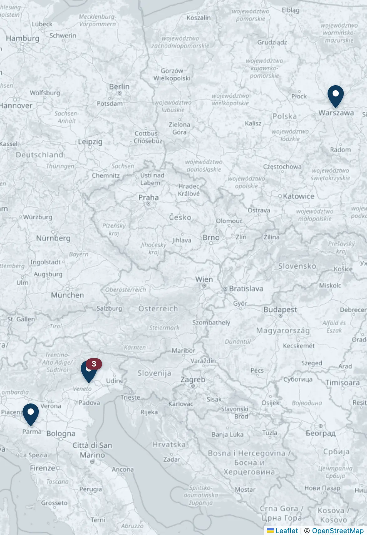 Map of Ho.Bag locations in Europe